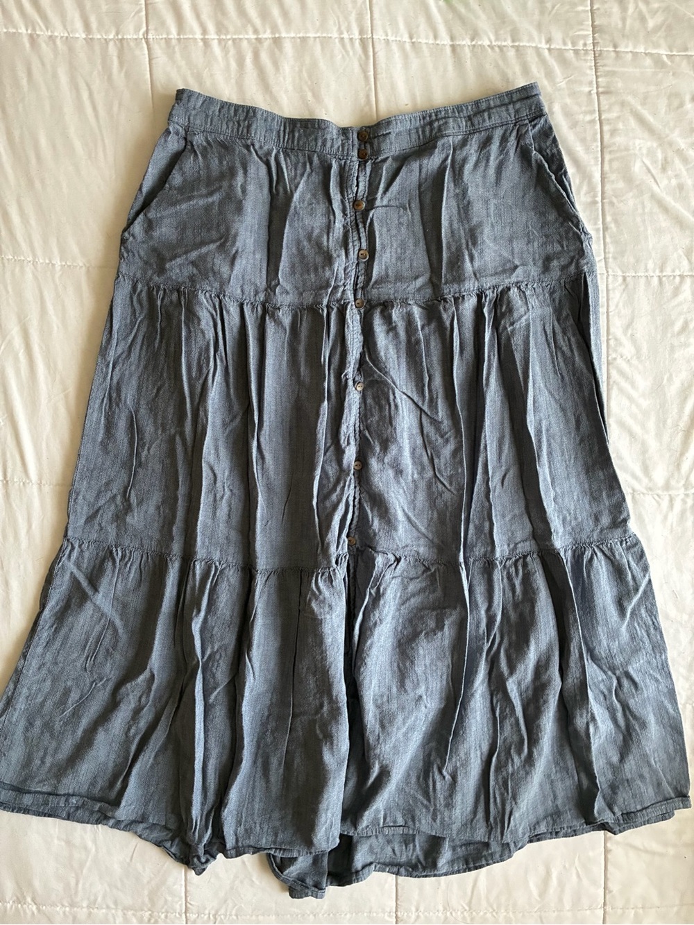 Old Navy Slate Blue Tiered Button-Front Maxi Skirt